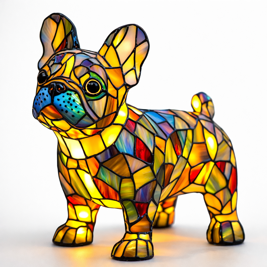 Glasmosaik hund silhuet dekorativ dyre bordlampe