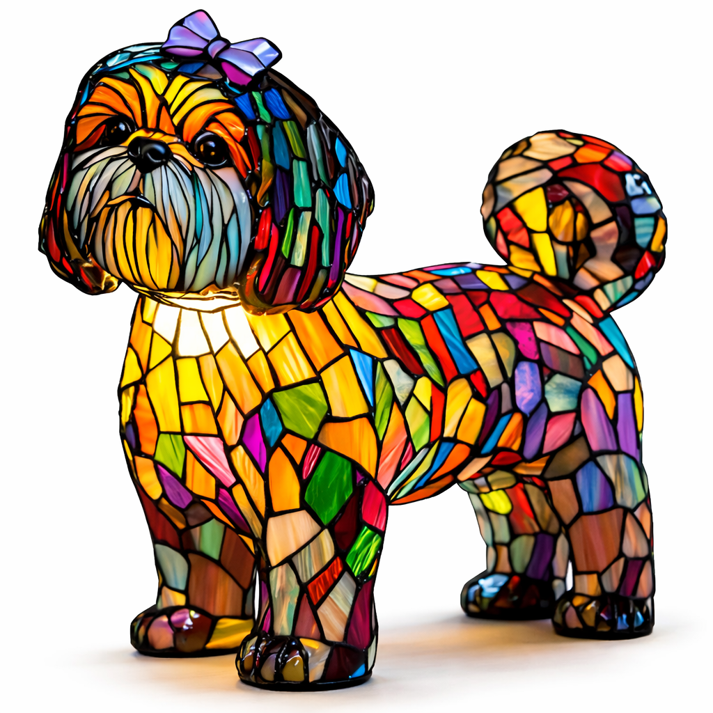 Glasmosaik hund silhuet dekorativ dyre bordlampe