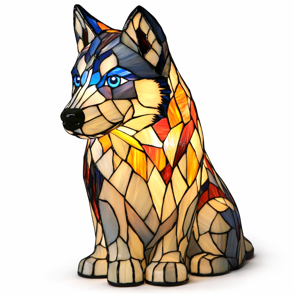 Glasmosaik hund silhuet dekorativ dyre bordlampe