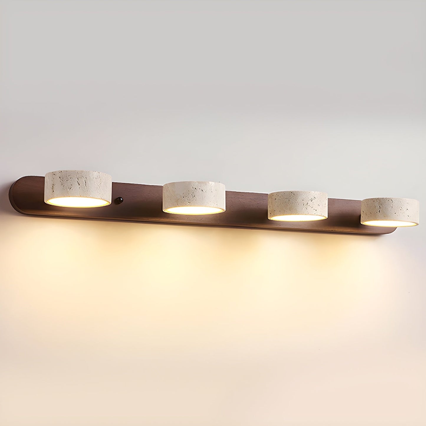 Calcera | Moderne naturlig travertinsten og træ væglampe