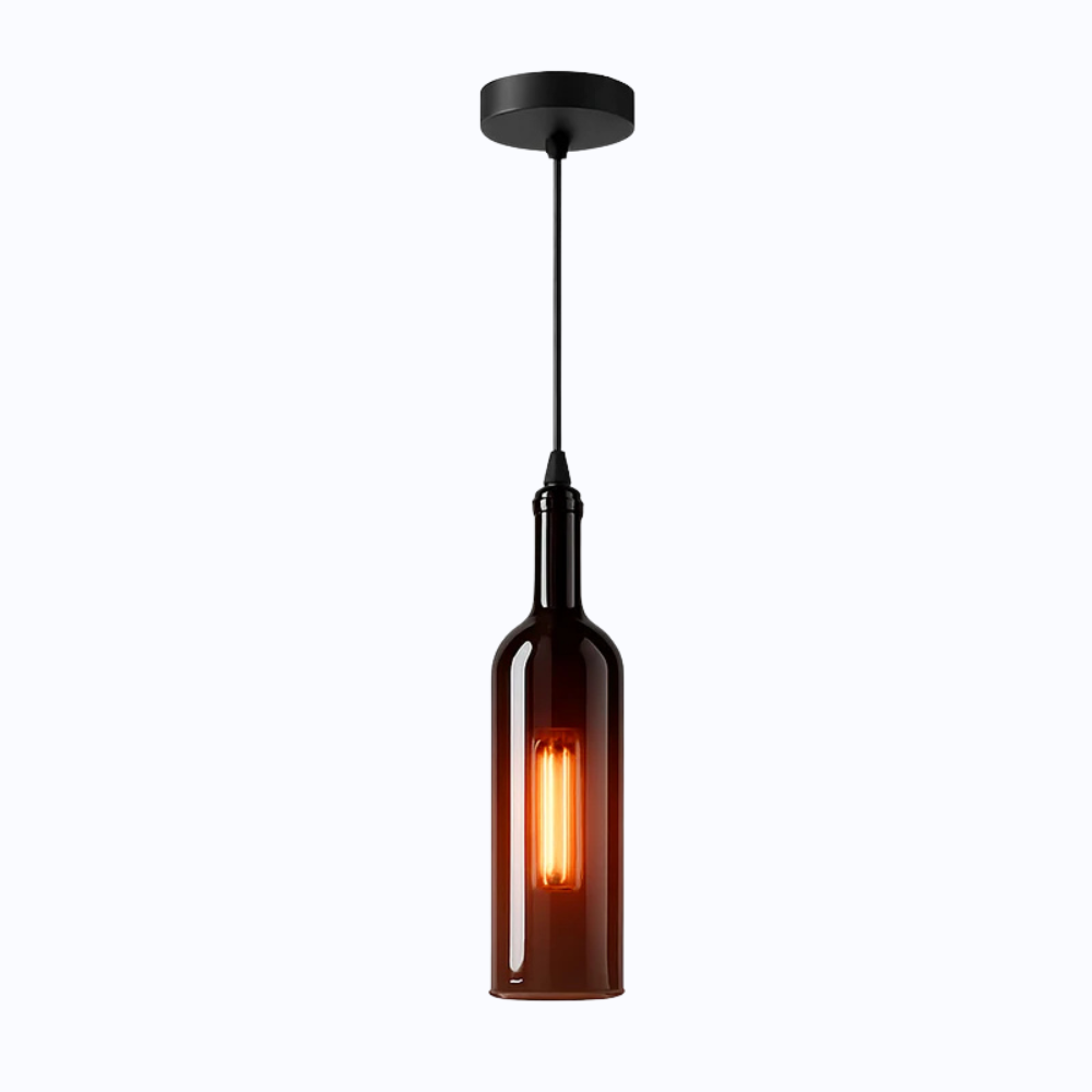 Vireloft | Skulptureret vinflaske glas art deco pendel