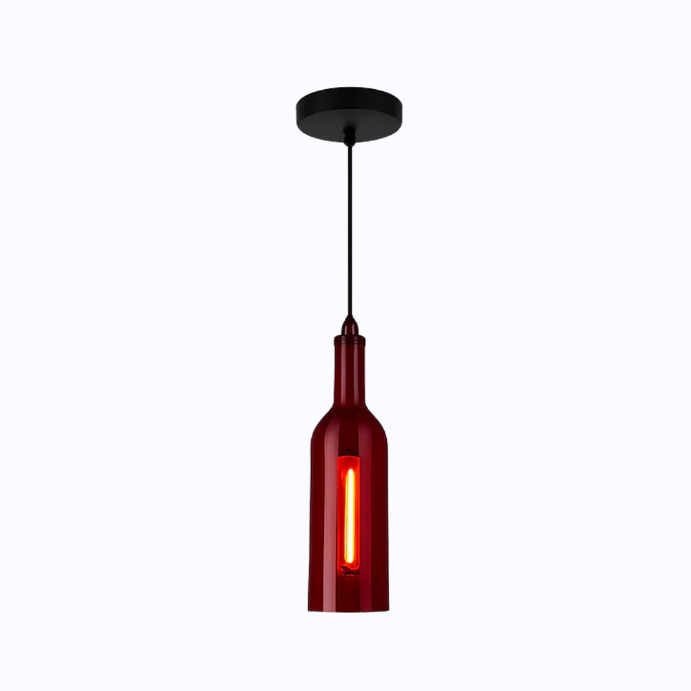 Vireloft | Skulptureret vinflaske glas art deco pendel