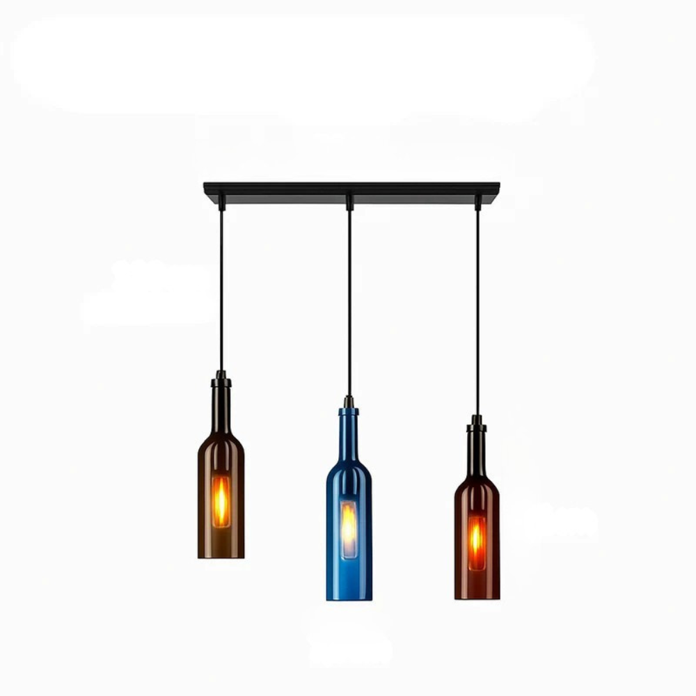 Vireloft | Skulptureret vinflaske glas art deco pendel
