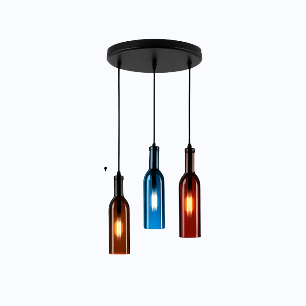 Vireloft | Skulptureret vinflaske glas art deco pendel