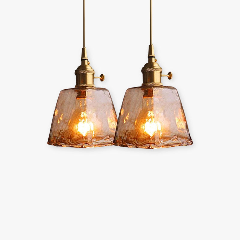 Lerius | Geometrisk industriel messing håndlavet glas pendellampe