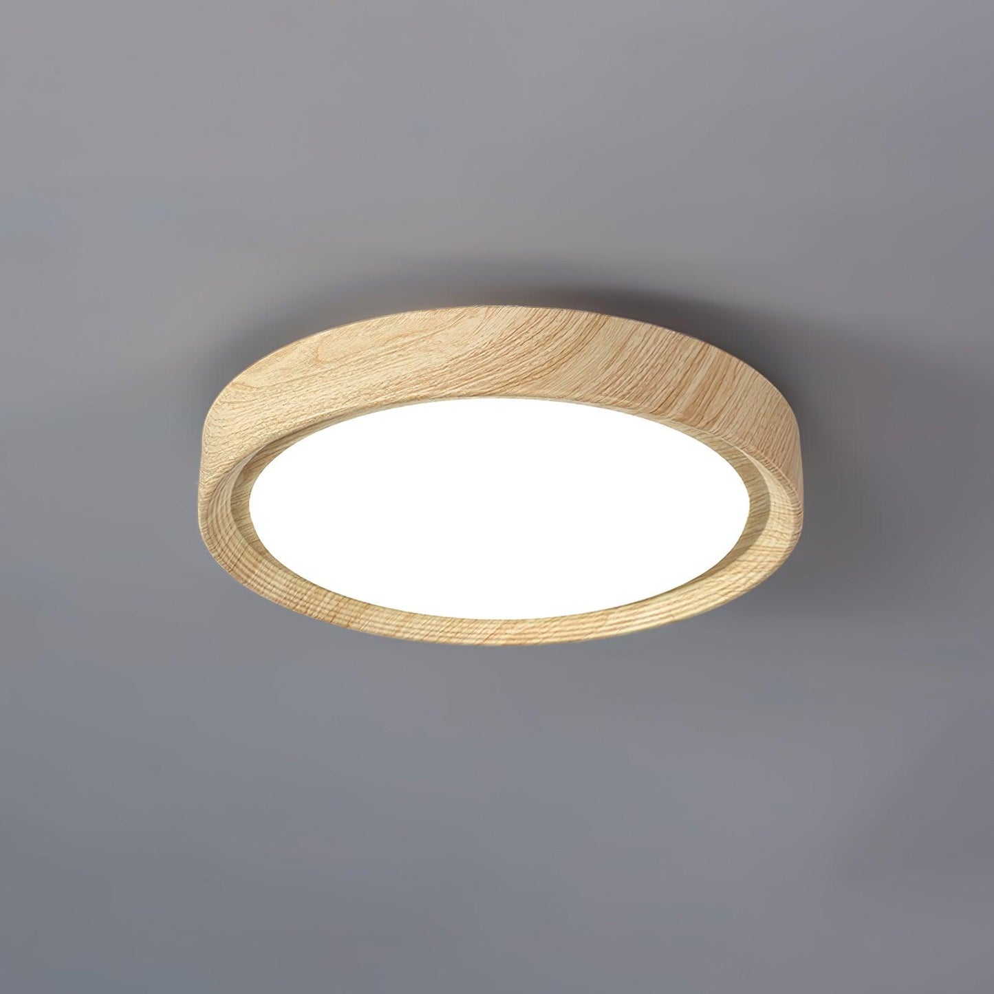 Liro | Elegant rund træstruktur indbygget loftslampe