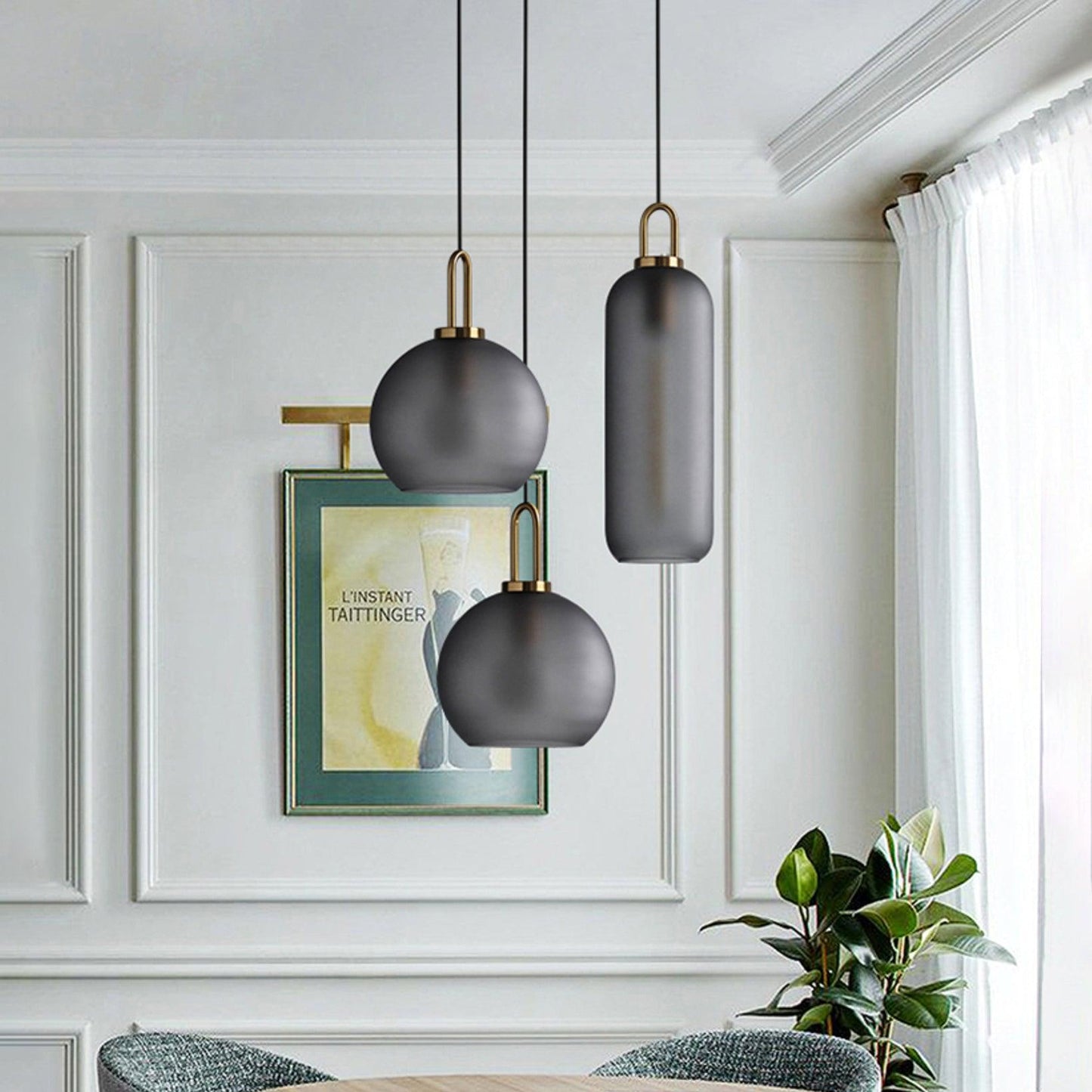 Kyntara | Moderne asymmetrisk elliptisk glas pendellampe