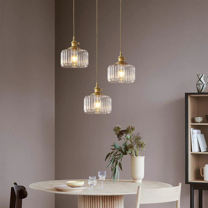 Viridis | Retro tekstureret glas cylinder pendellampe