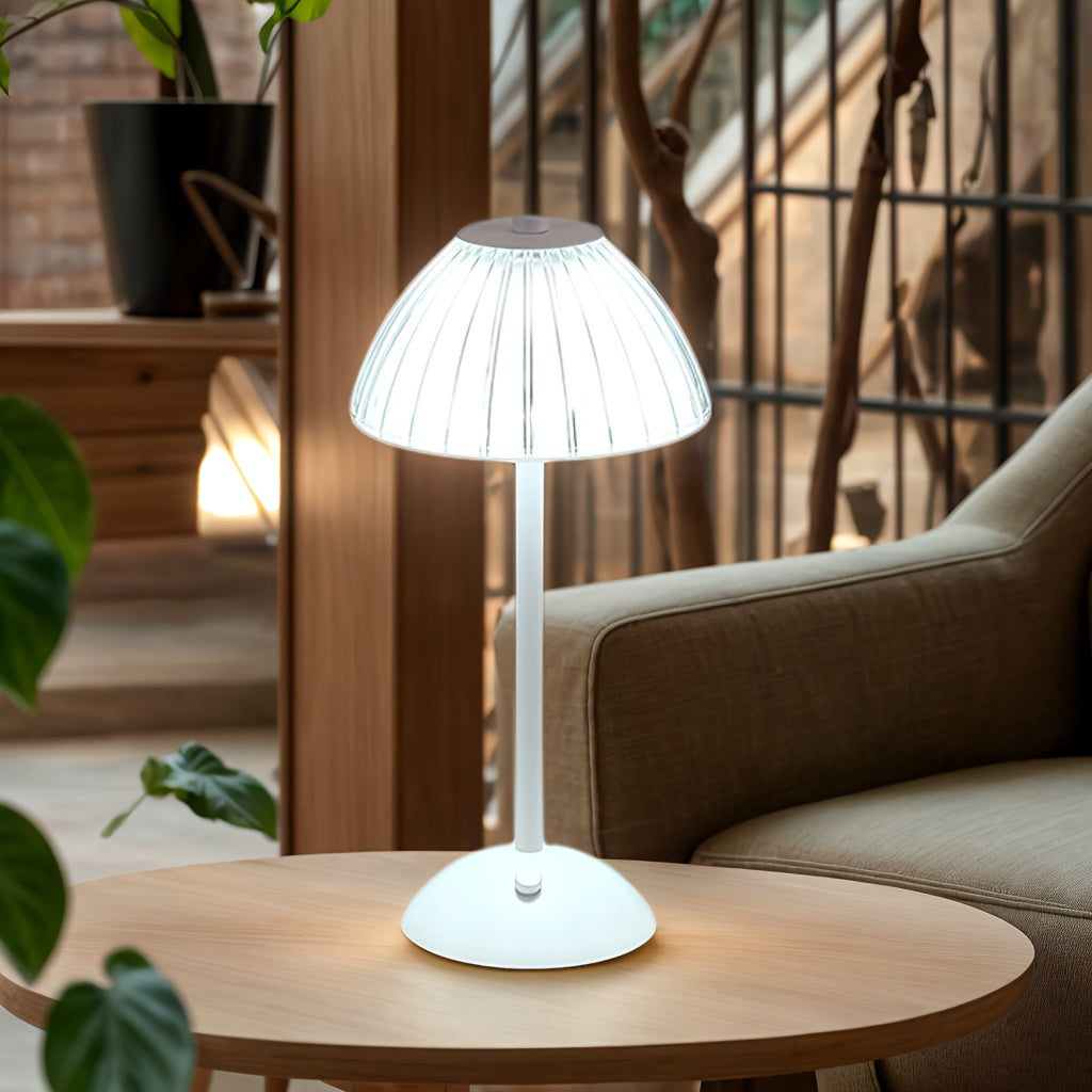Ribbet krystalskærm genopladelig touch dæmpbar bordlampe