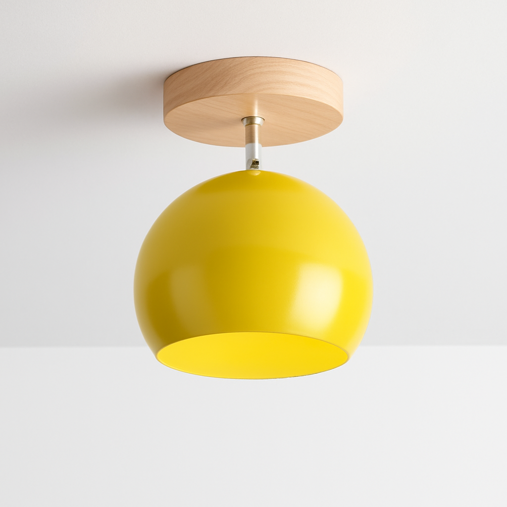 Dervian | Moderne sfærisk justerbar træ og metal loftlampe