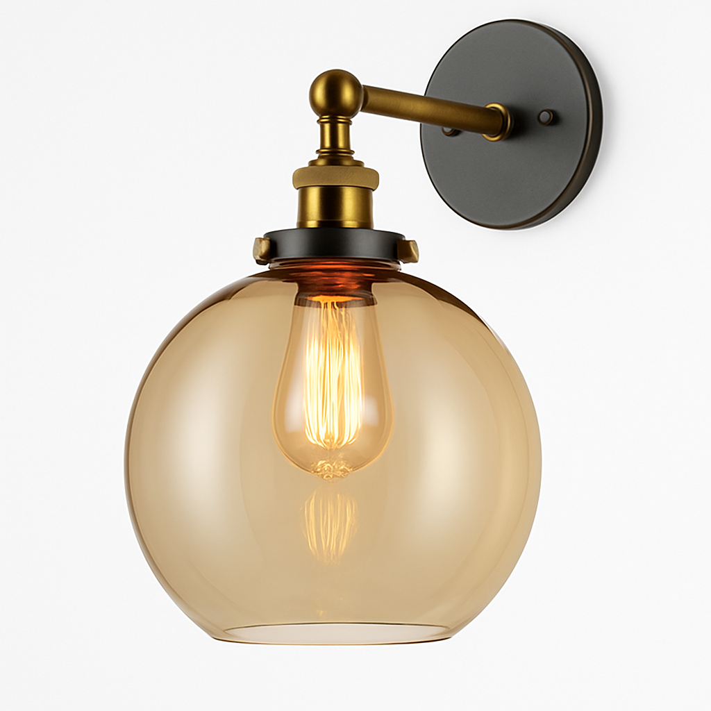 Velistra | Vintage glas kugle metal vægarmatur væglampe