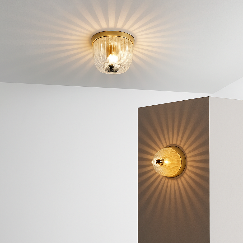Marquello | Rillet transparent glas Bauhaus-inspireret væglampe
