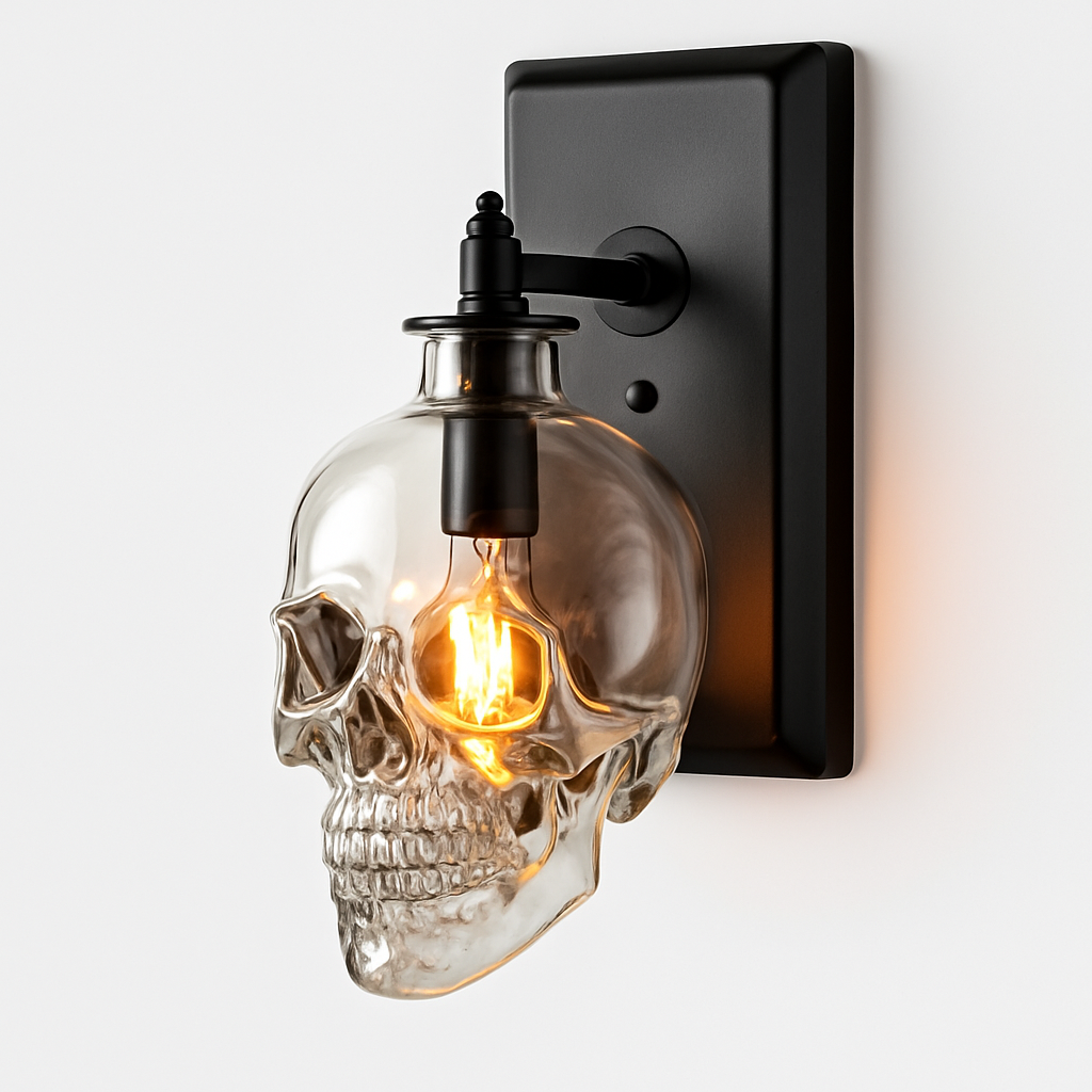 Glyndorre | Graveret kraniet skulpturel glas væglampe