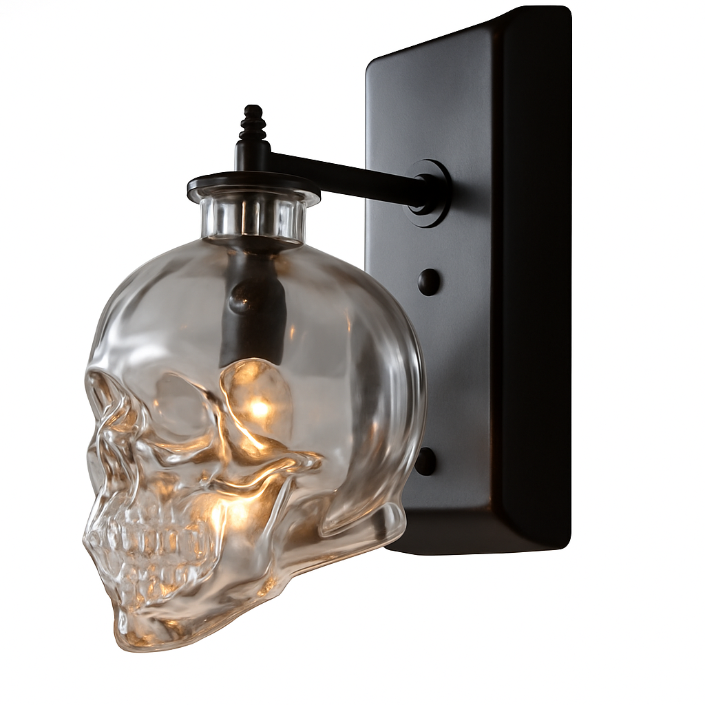 Glyndorre | Graveret kraniet skulpturel glas væglampe
