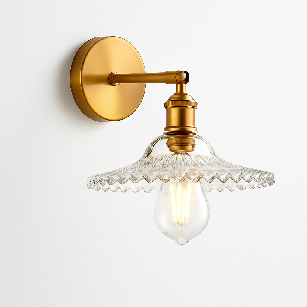 Kelviane | Vintage art deco messing glaslampe til væg