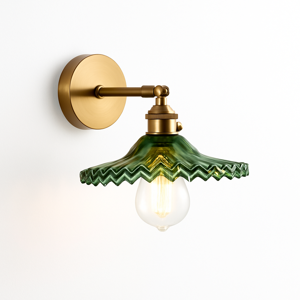 Kelviane | Vintage art deco messing glaslampe til væg