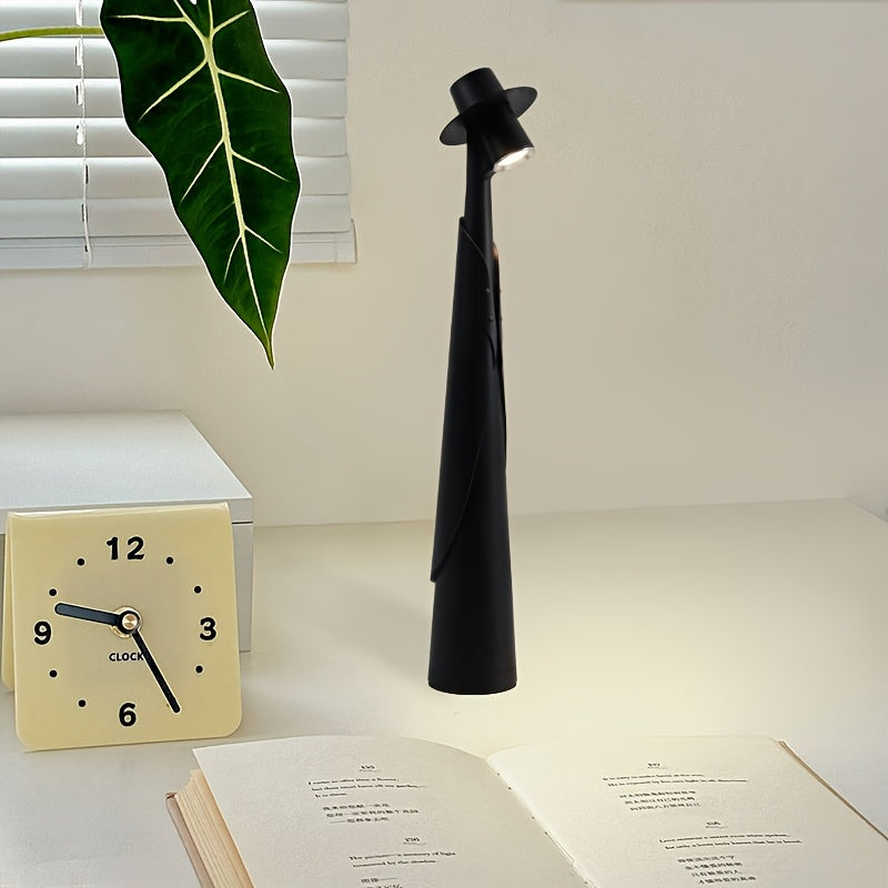 Skulpturel hat-silhuet genopladelig touch-kontrol bordlampe