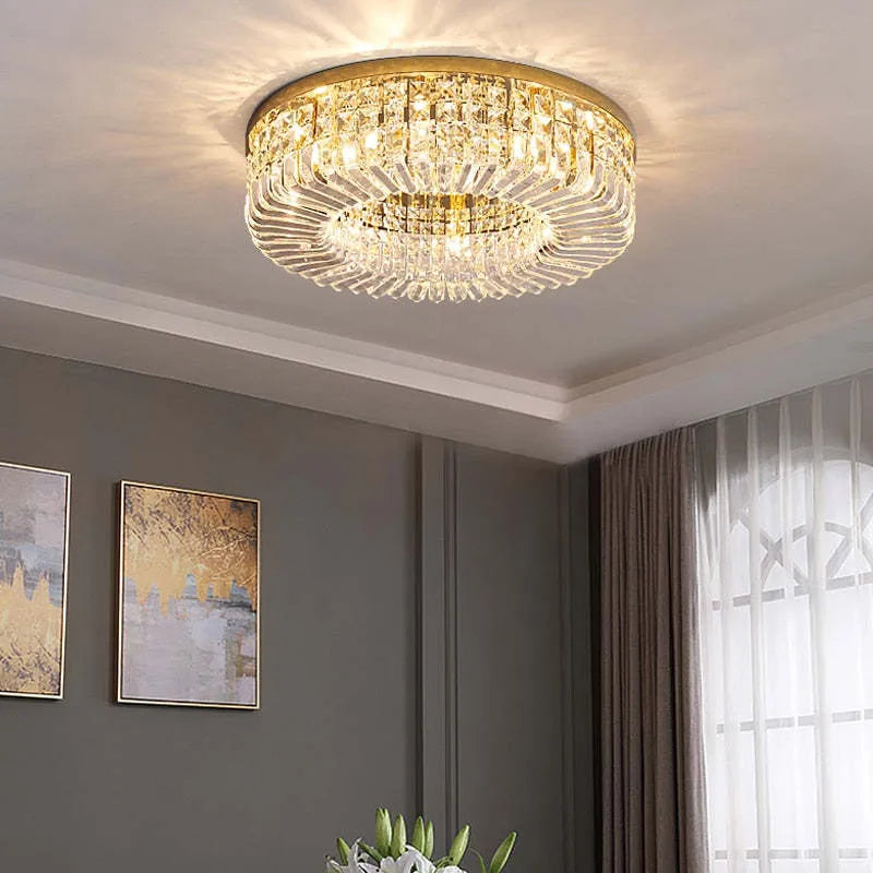 Elisse | Strålende geometrisk krystalblomst indbygningsloftlampe