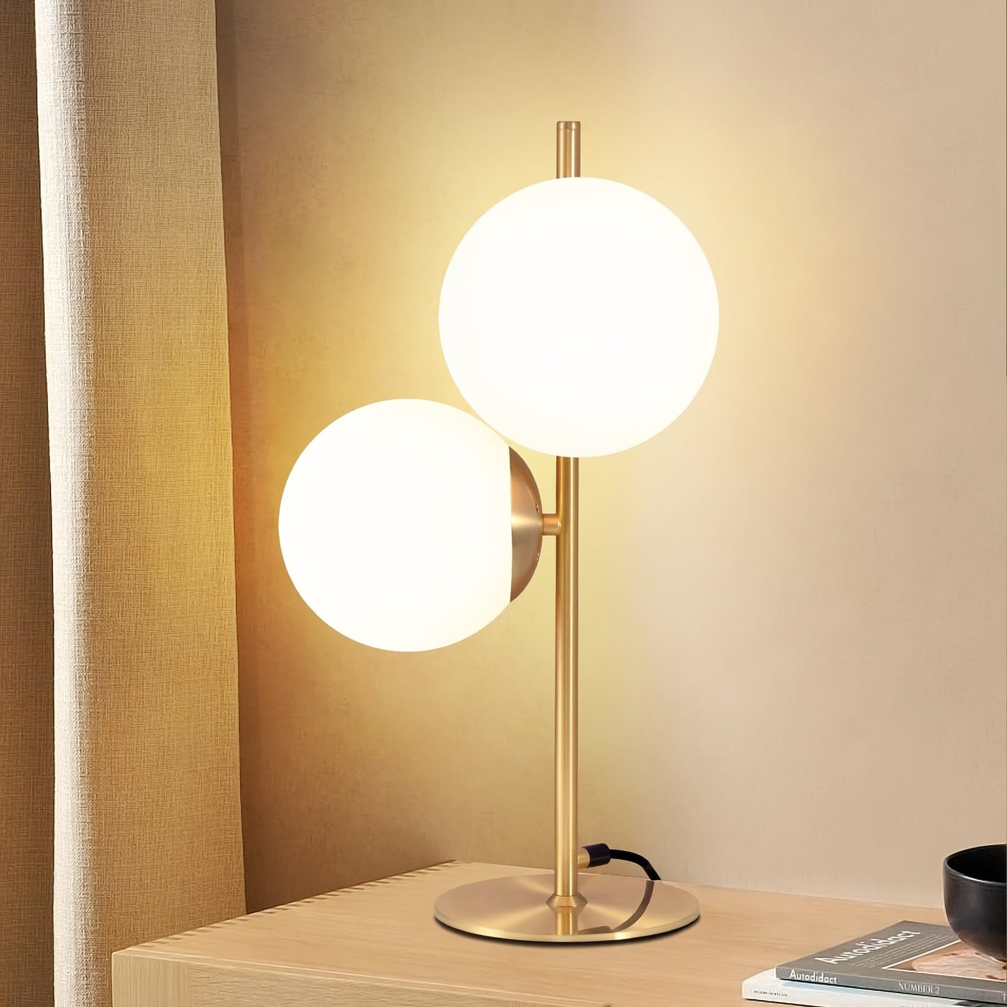 Industriel chic messingramme frostet glas globus bordlampe