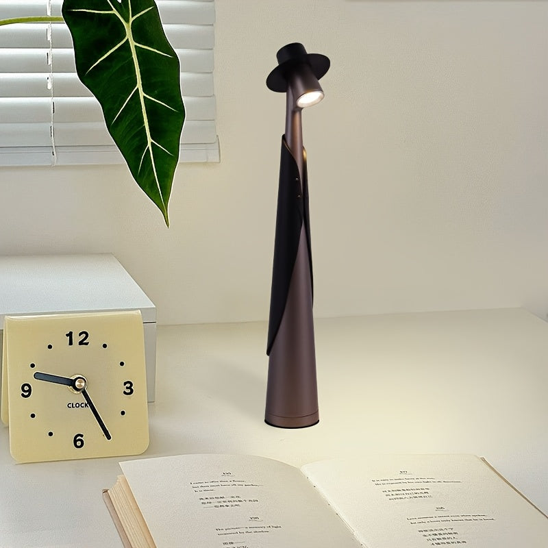 Skulpturel hat-silhuet genopladelig touch-kontrol bordlampe