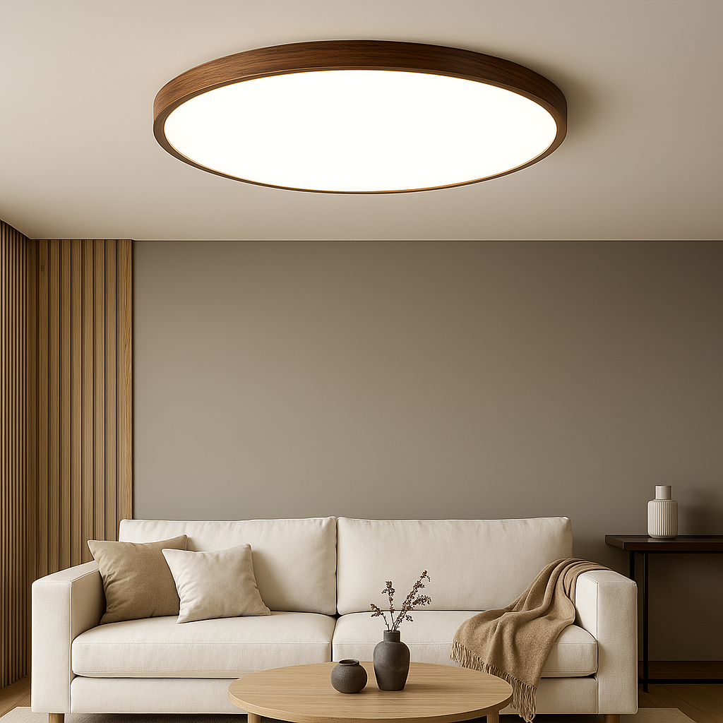 Silva | Minimalistisk nordisk mørkt træ rund loftlampe