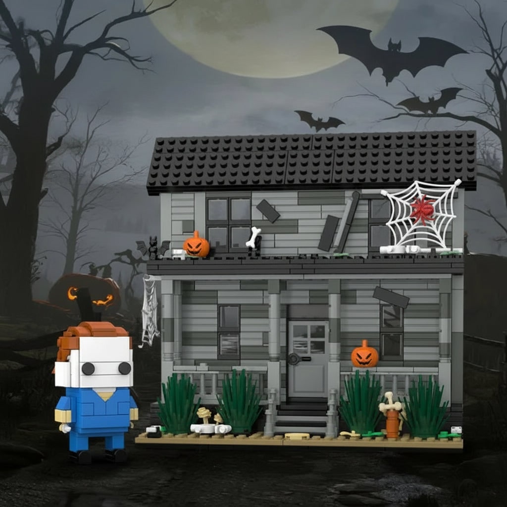 Uhyggeligt spøgelseshus Halloween byggeklods legetøjssæt