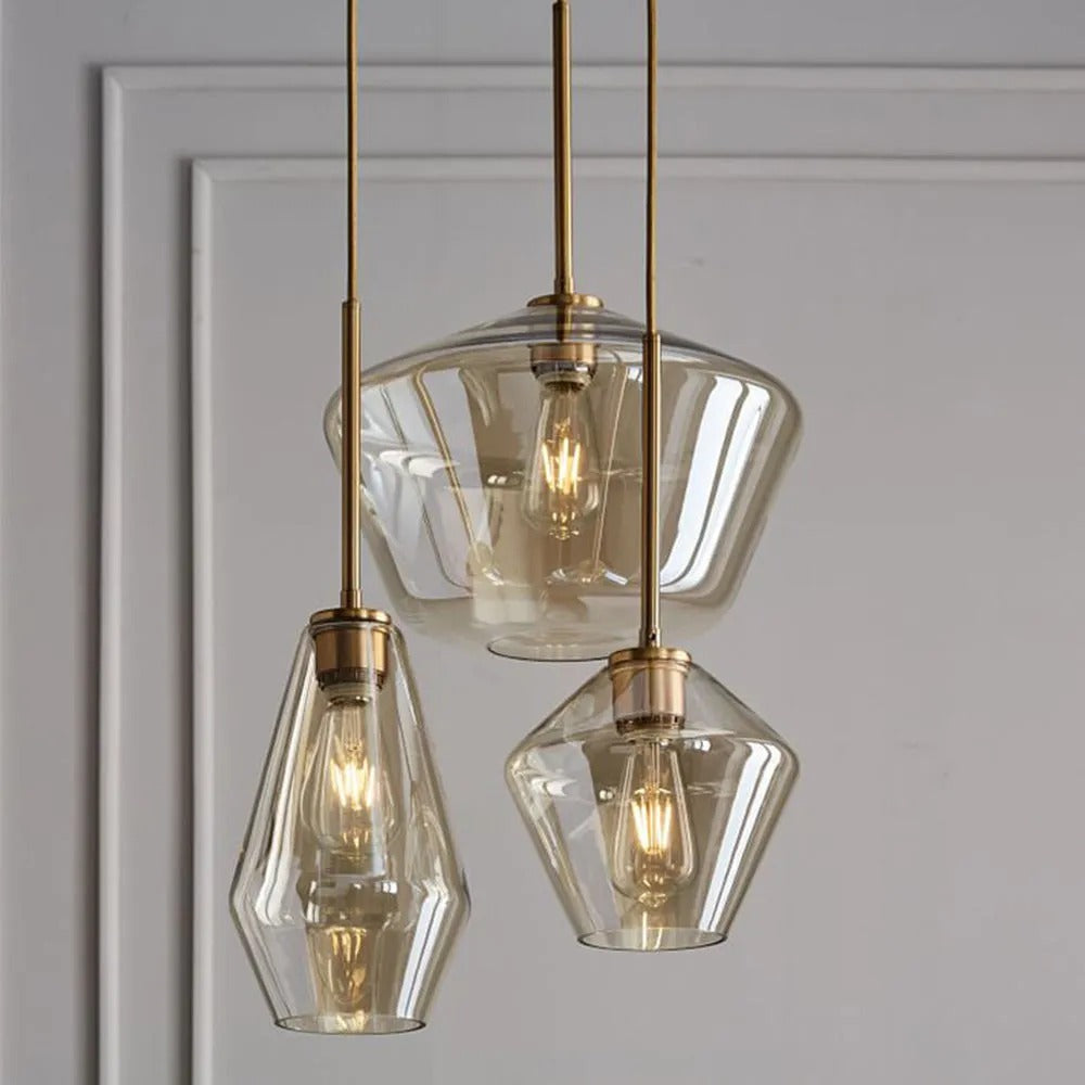 Niris| Nordisk diamantformet geometrisk glas pendellampe