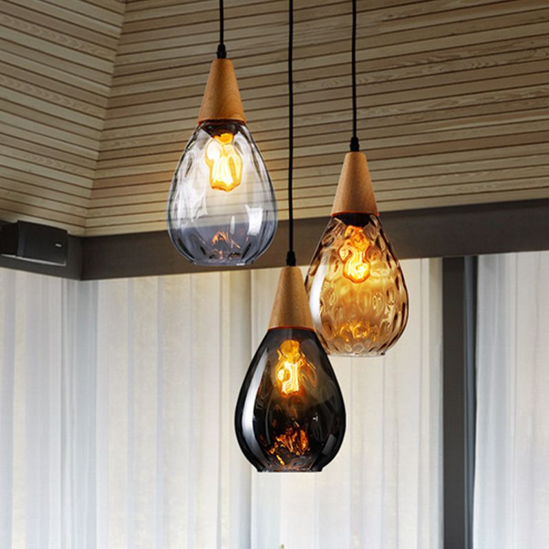 Niris| Minimalistisk dråbeformet tekstureret glas pendellampe