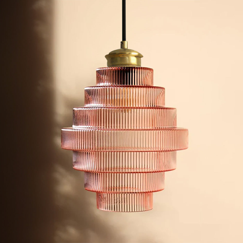 Auris | Antik lagdelt ribbet glaspendellampe