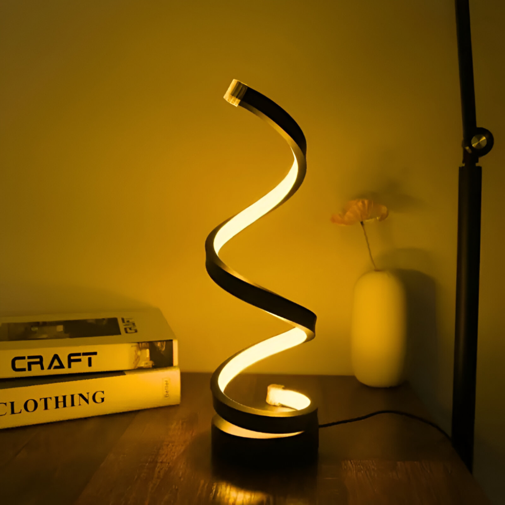 Spiralformet skulptureret justerbar klemme skrivebordslampe