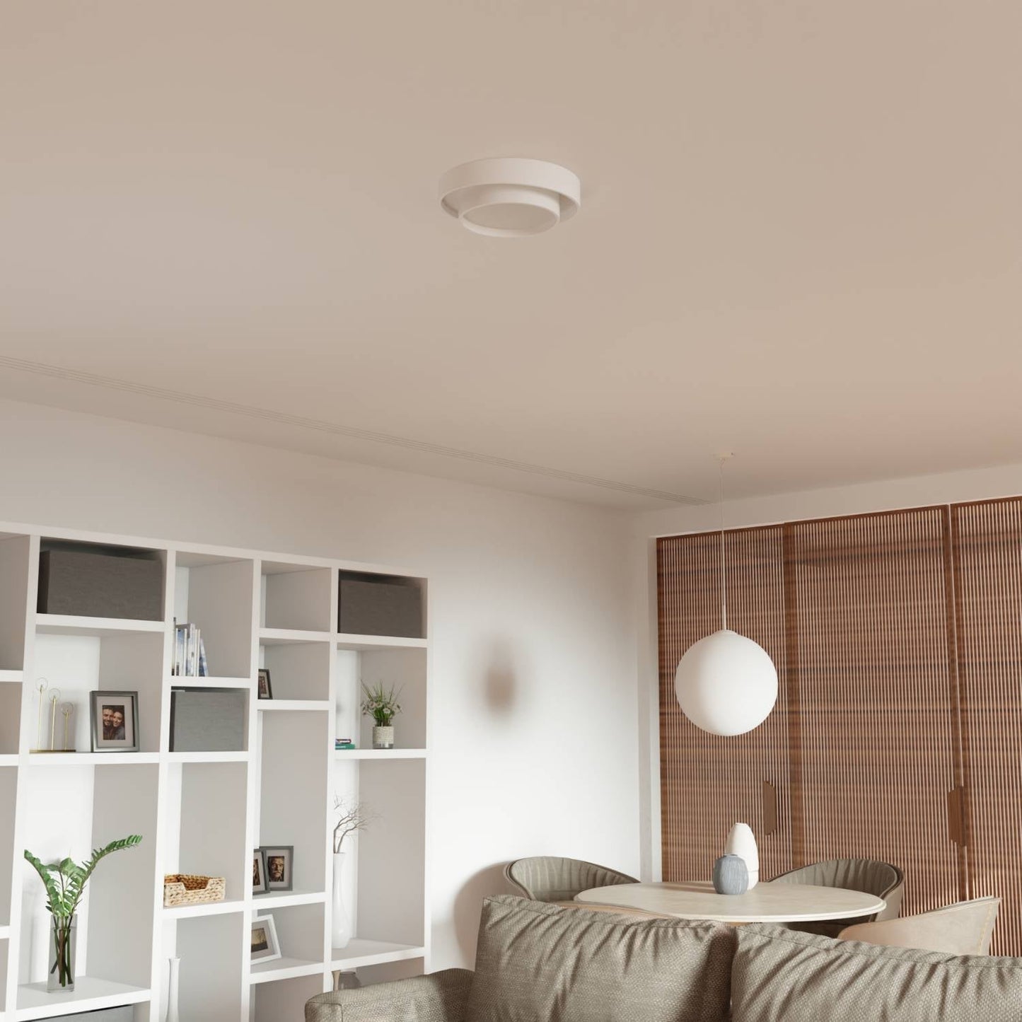 Lunara | Hvid skulpturel rund indbygningsloftlampe