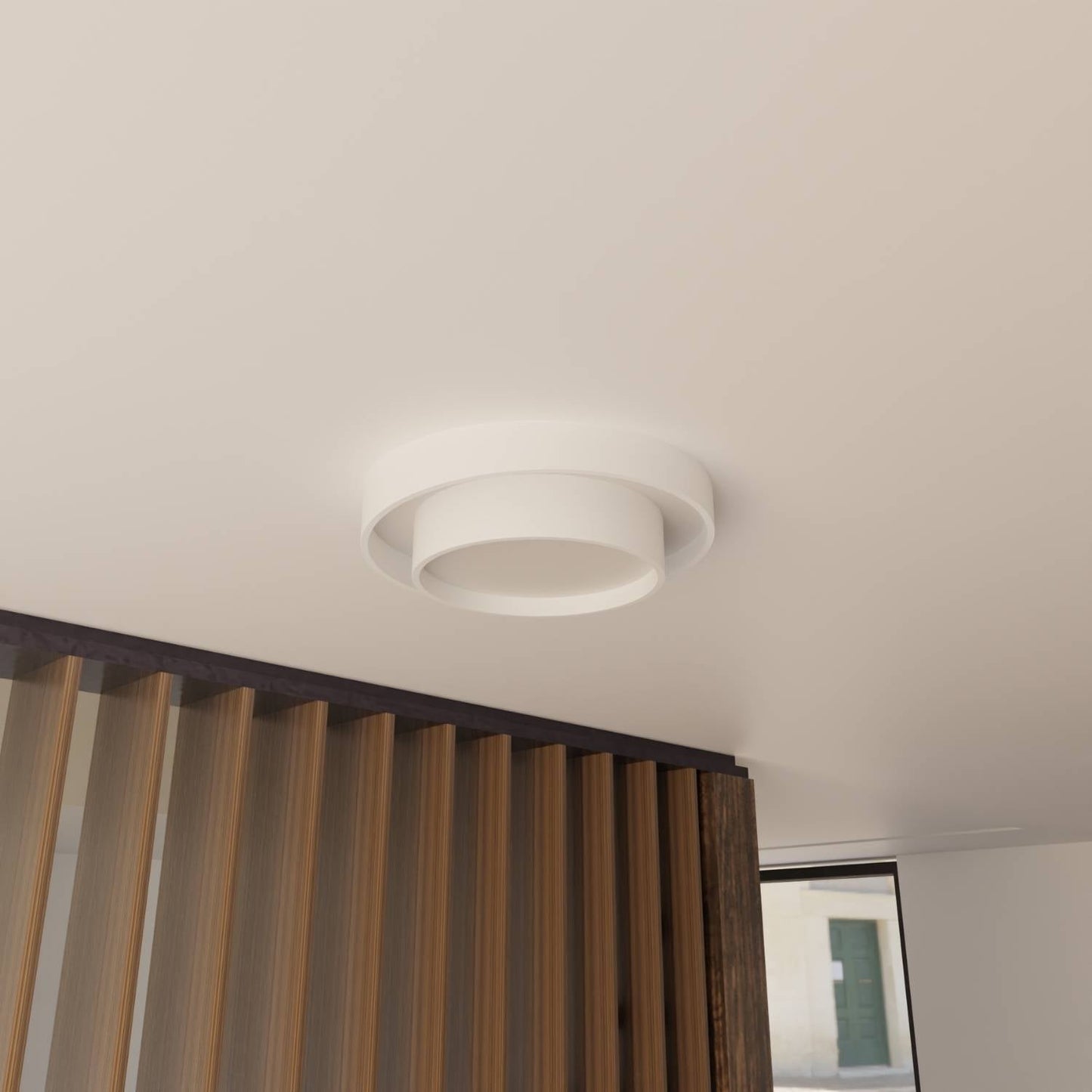 Lunara | Hvid skulpturel rund indbygningsloftlampe