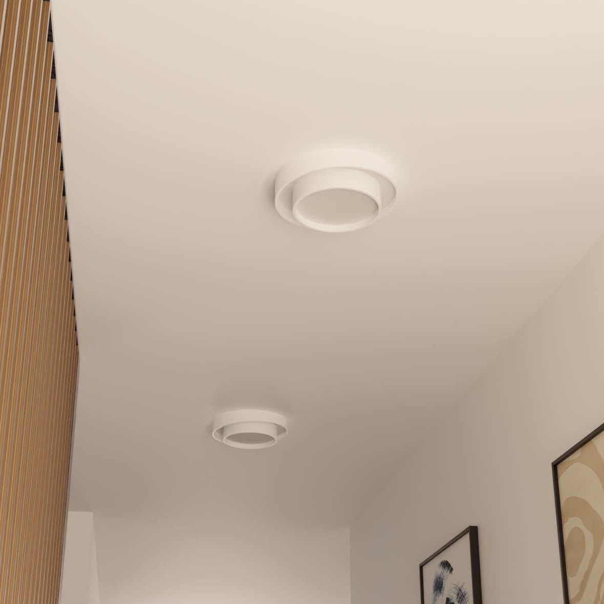Lunara | Hvid skulpturel rund indbygningsloftlampe