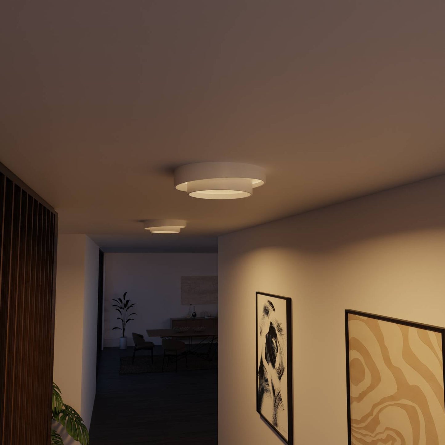 Lunara | Hvid skulpturel rund indbygningsloftlampe