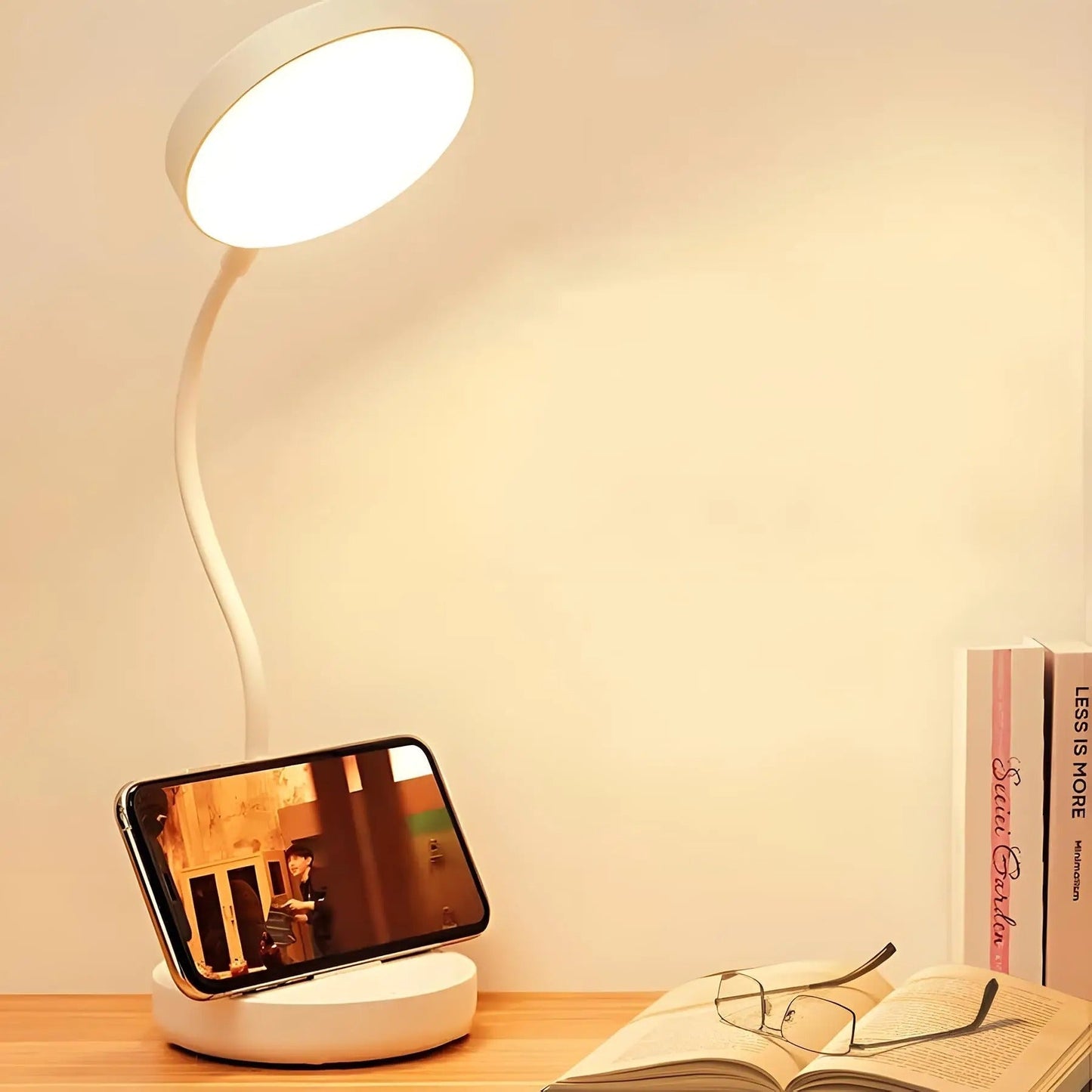 Justerbar svannehals genopladelig touch-kontrol multimode skrivebordslampe