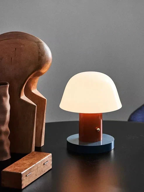 Skulpturel Svampeform Genopladelig Touch Dæmpning Trådløs Bordlampe