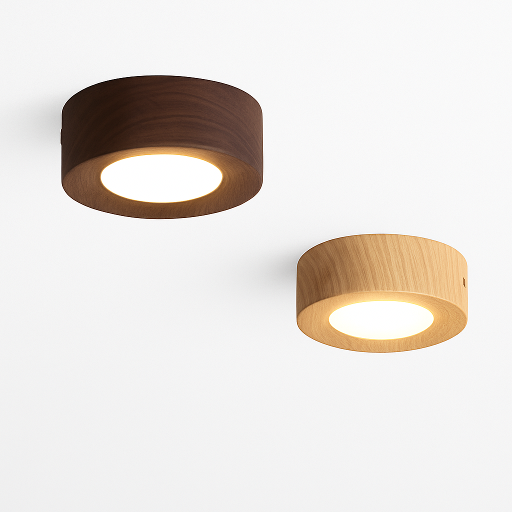 Vantorra | Minimalistisk udskåret træ loftslampe med indbygget montering