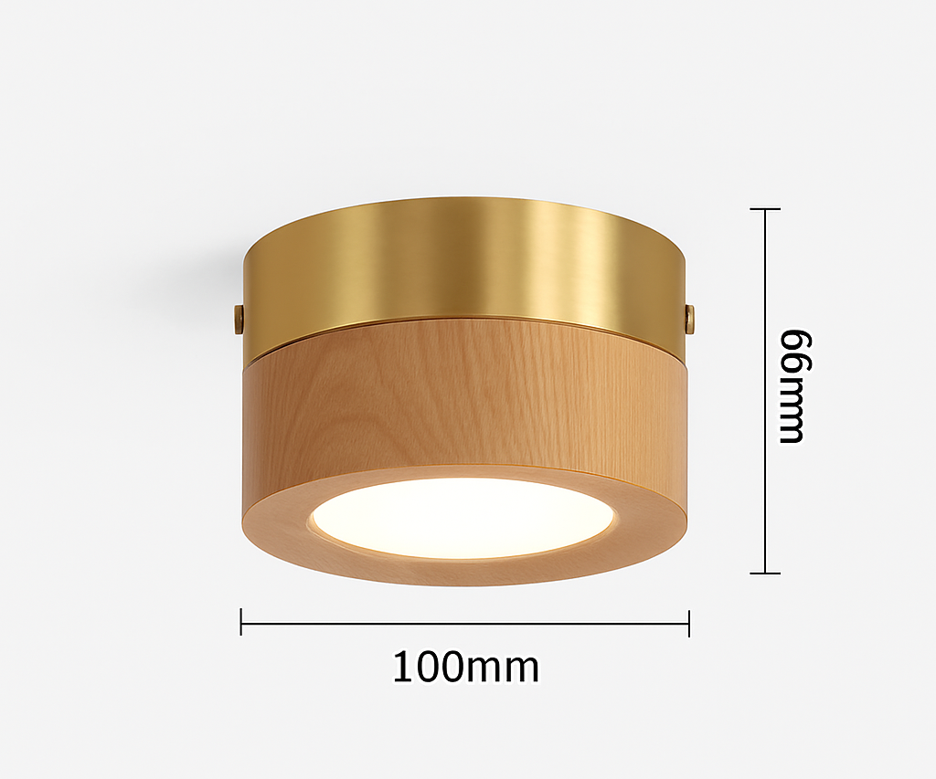 Vantorra | Minimalistisk udskåret træ loftslampe med indbygget montering
