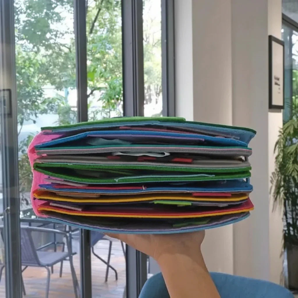 Blød filt interaktiv Montessori travl bog til skærmfri leg