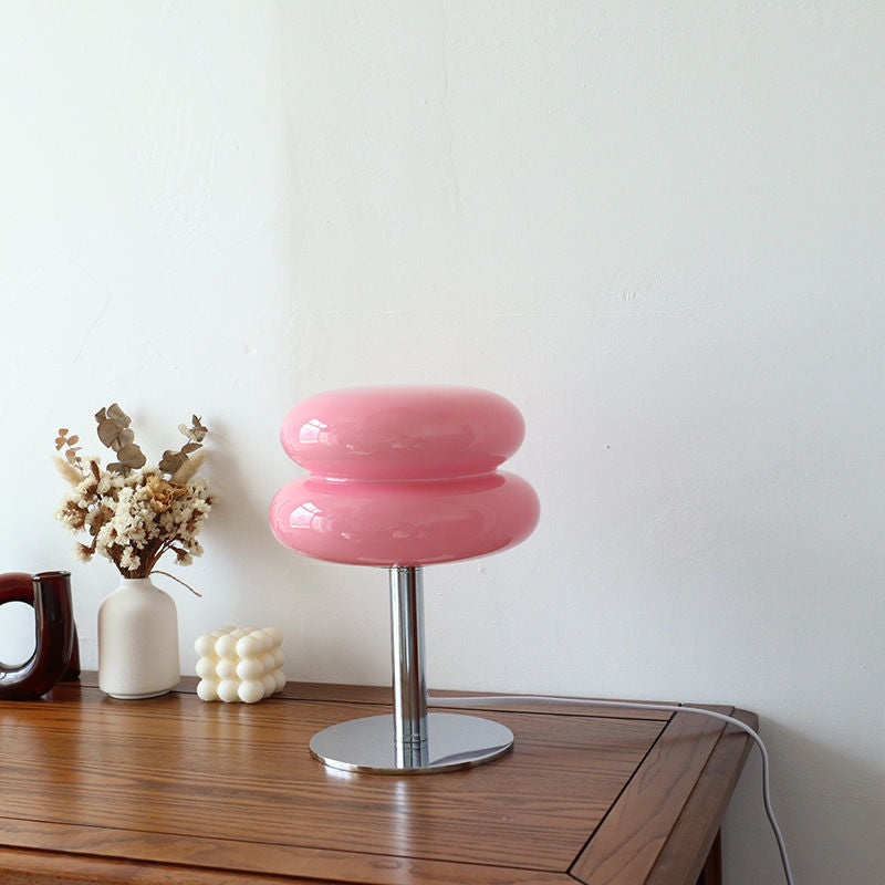 Skulpturel Blank Glas Æggekageformet Bordlampe