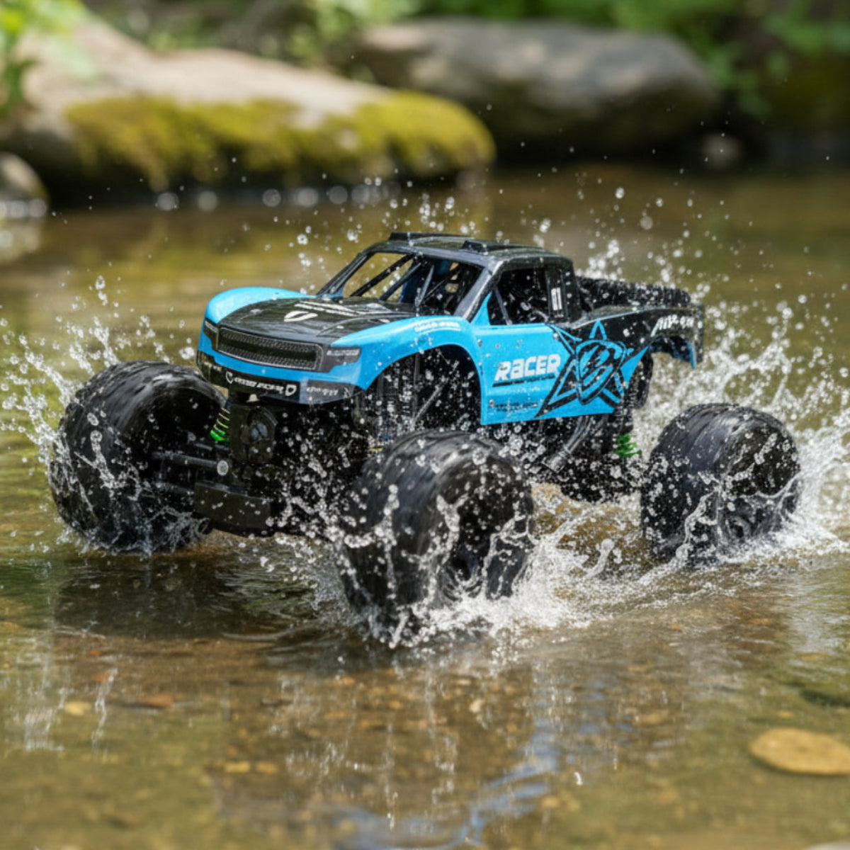 Vandtæt amfibisk terrængående fjernstyret monstertruck legetøj