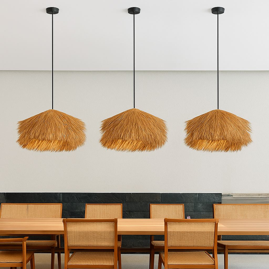 Kelvington | Rattan tekstureret kurvflet retro silhuet pendellampe