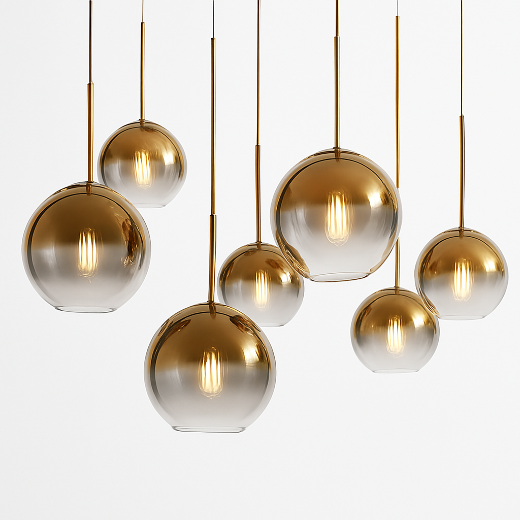 Velarys | Moderne ravfarvet glas kugle pendellampe armatur