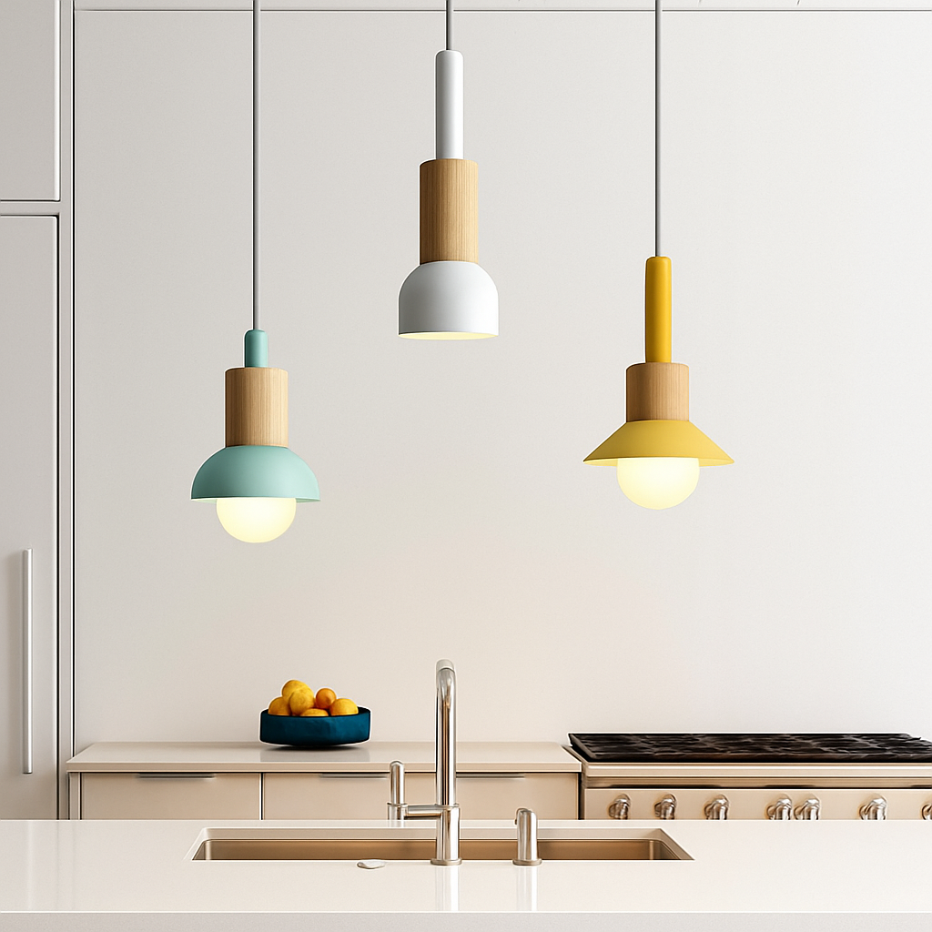 Briventa | Nordisk geometrisk træ- og metal moderne pendel loftslampe