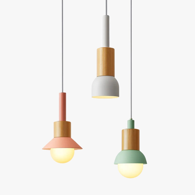 Briventa | Nordisk geometrisk træ- og metal moderne pendel loftslampe