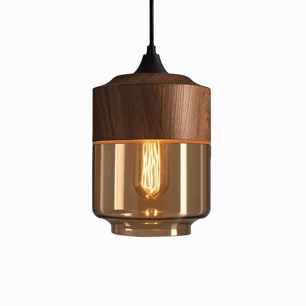 Veraliq | Retro loft træ glas art deco pendellampe