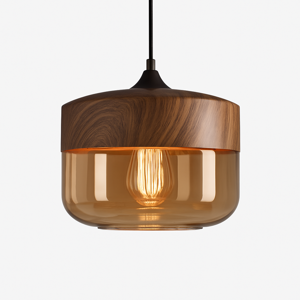 Veraliq | Retro loft træ glas art deco pendellampe
