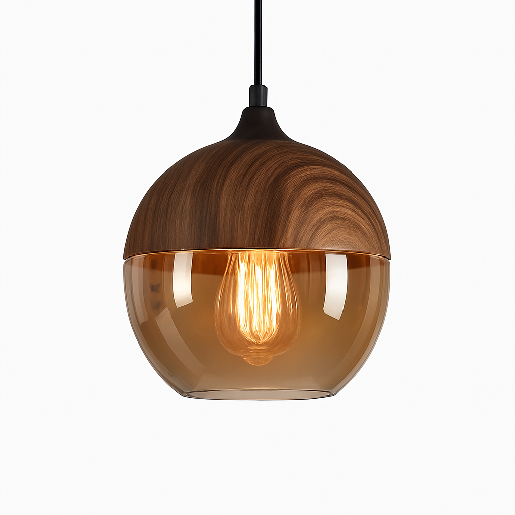 Veraliq | Retro loft træ glas art deco pendellampe
