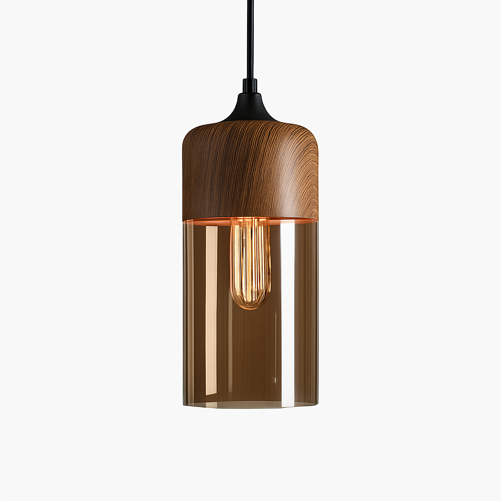 Veraliq | Retro loft træ glas art deco pendellampe