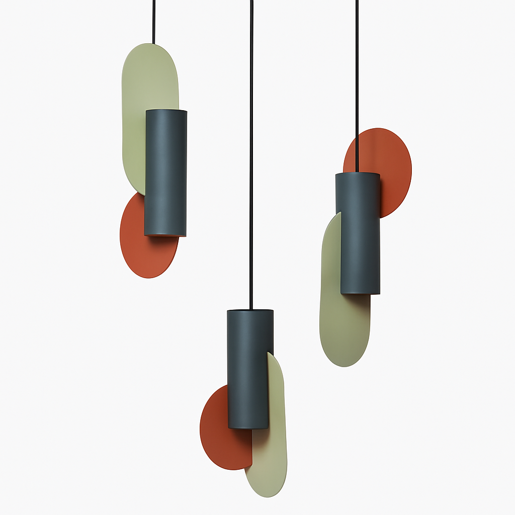 Veldoran | Livlig cylindrisk kunstnerisk totem-inspireret skulpturel pendellampe